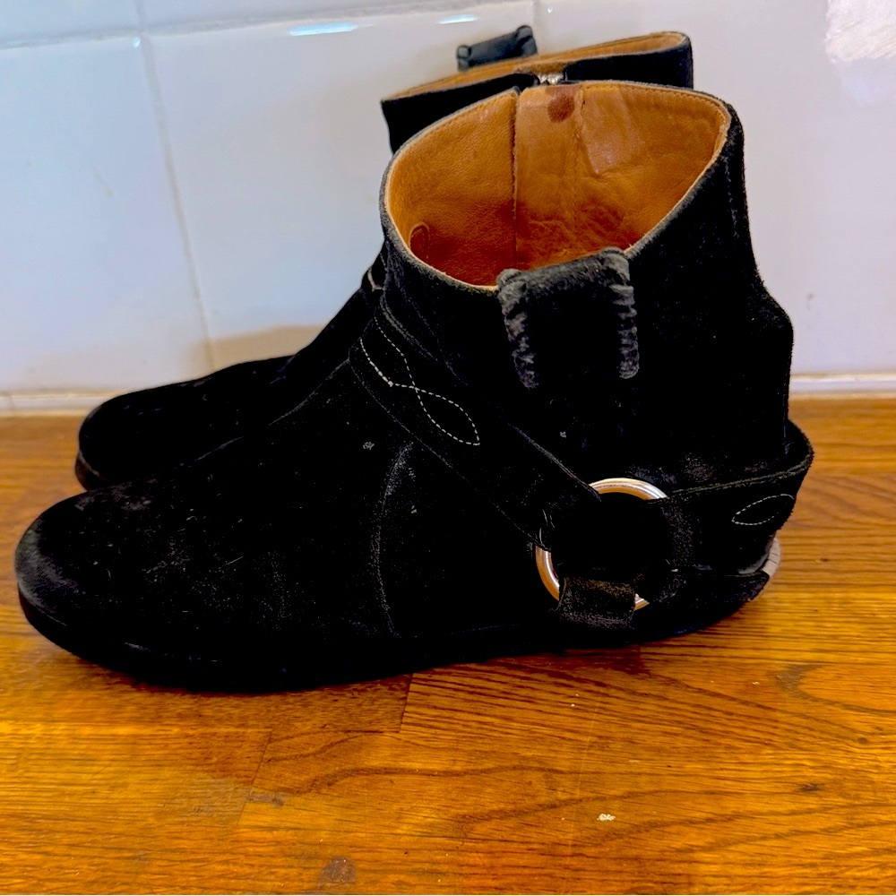 Isabel Marant Etoile Black Suede Ralf Gaucho Ankle Boots Booties 37 6.5